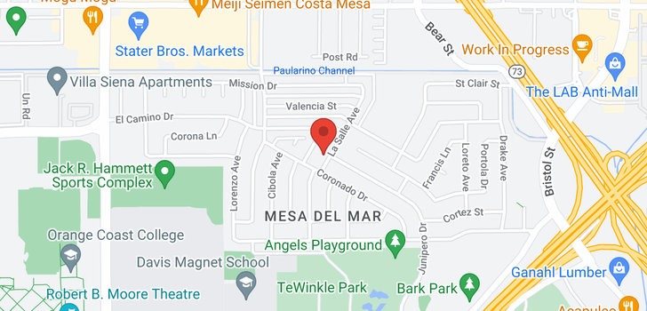 map of 2813 La Salle Costa Mesa, CA 92626